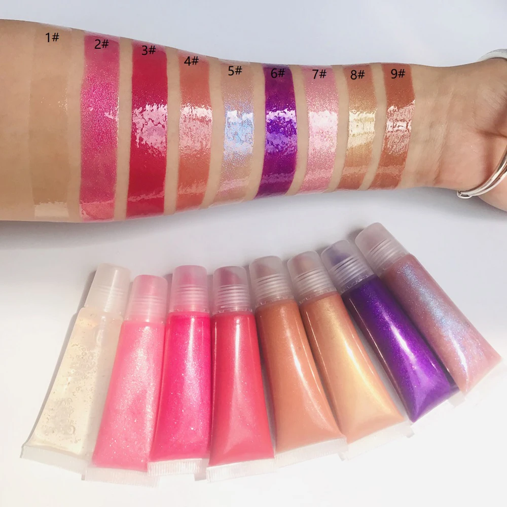 

New 9 Color Glitter Make Your Own Brand Vegan Pink Glossy Lipgloss Private Label, 9colors