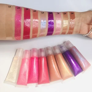 New 9 Color Glitter Make Your Own Brand Vegan Pink Glossy Lipgloss Private Label