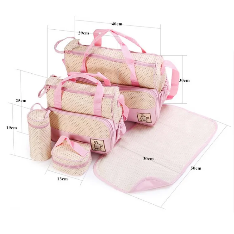 Wholesale 5pcs Combination Baby Nappy Bag Multifunction Diaper Baby