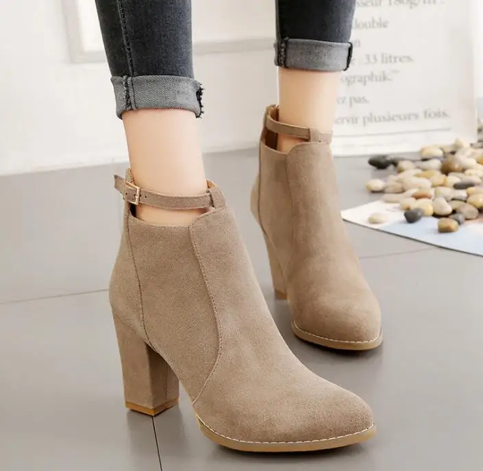 

UP-0030J Women shoes 2021 autumn winter high heel suede ankle boots