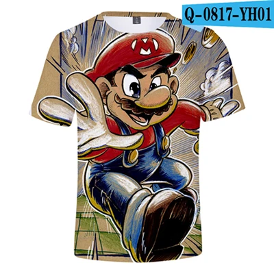 

Hot sell Mario 3D print short sleeve crewneck Men's and women's T-shirt