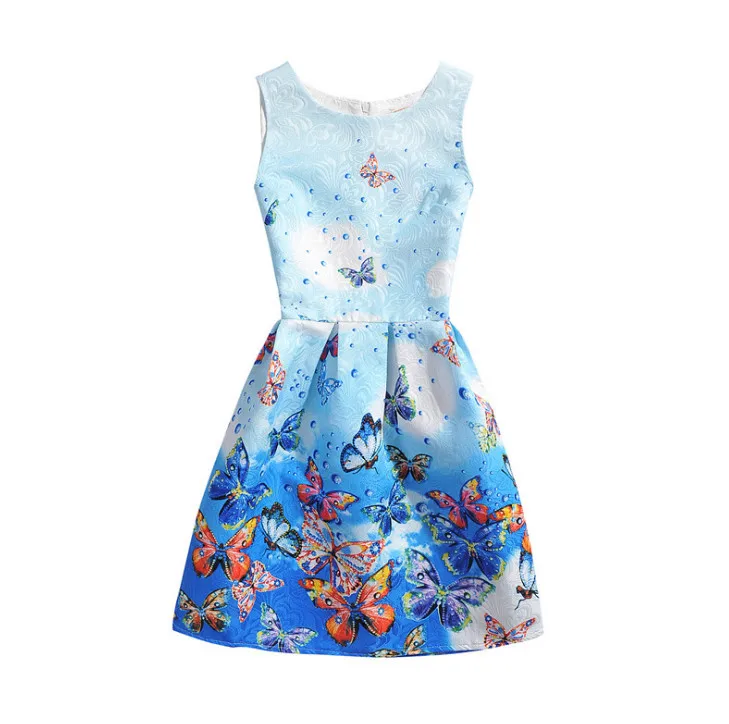 

Floral Blue and White Porcelain Butterfly Landscape Party Holiday Birthday Dress