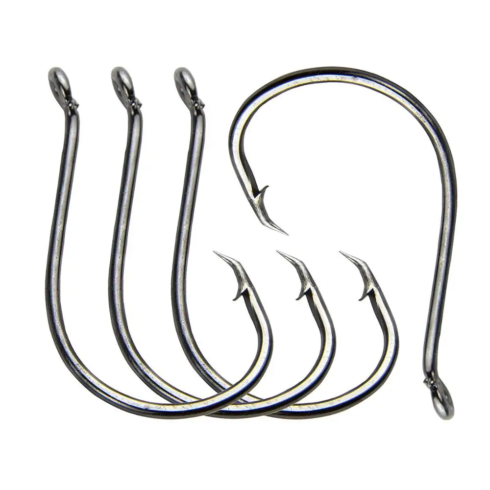 

100pcs/bag 7384 2X Strong Custom Offset Sport Circle Hooks Black High Carbon Steel Octopus Saltwater Fishing Hooks