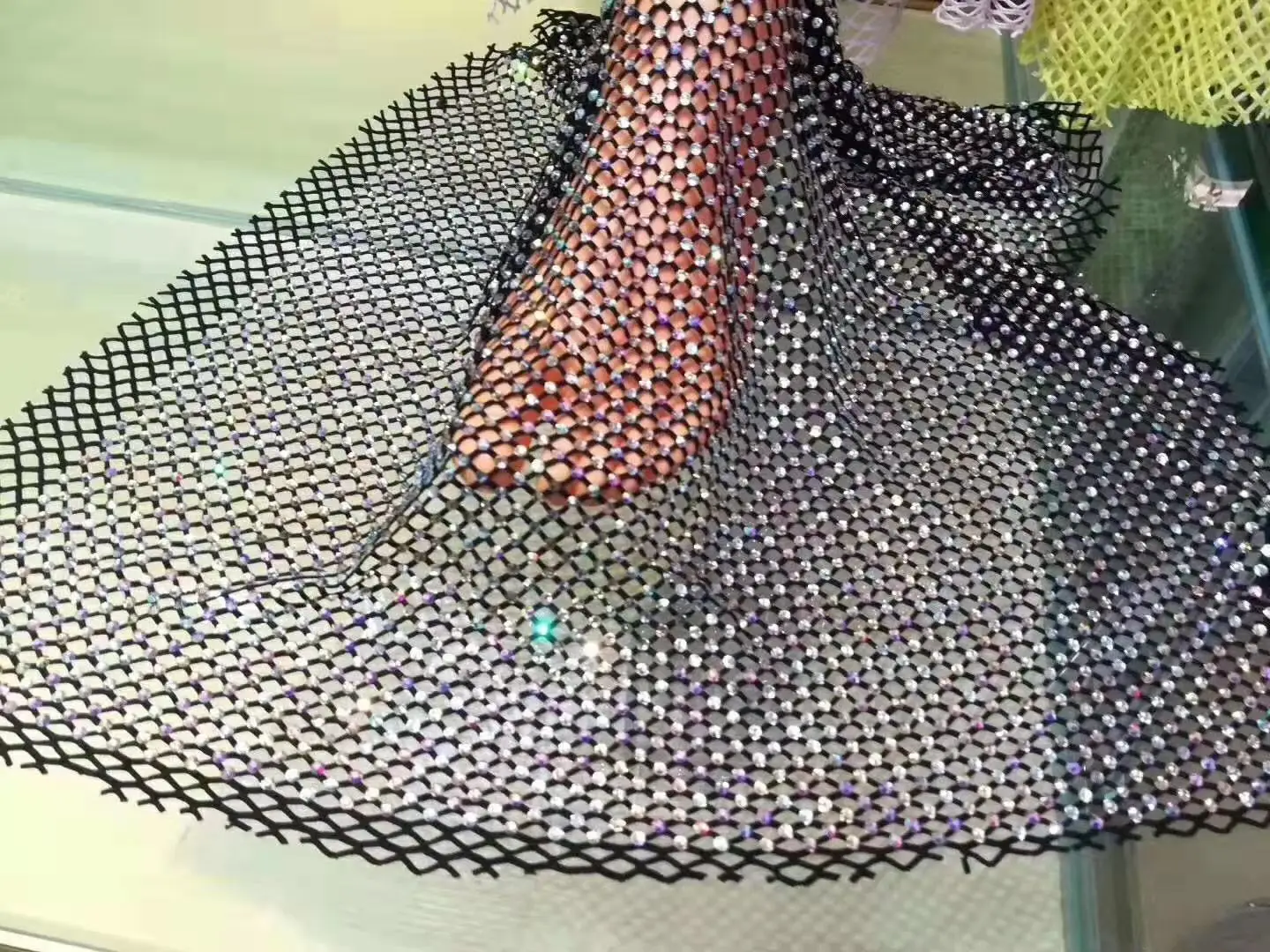 Wholesale Stretch Elastic Mesh Fabric Trim Hotfix Crystal Glass ...