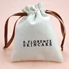 10*12.5cm Custom linen organic eco muslin white drawstring bag cotton pouch