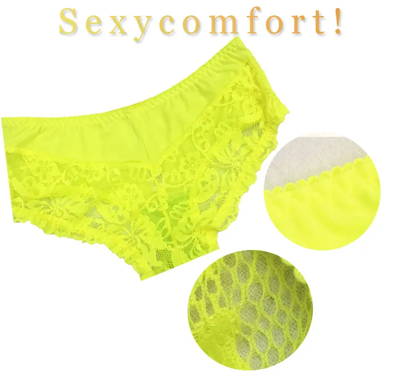 Customized Women Panties Newest Stylish Yellow Lace Panties Sexy