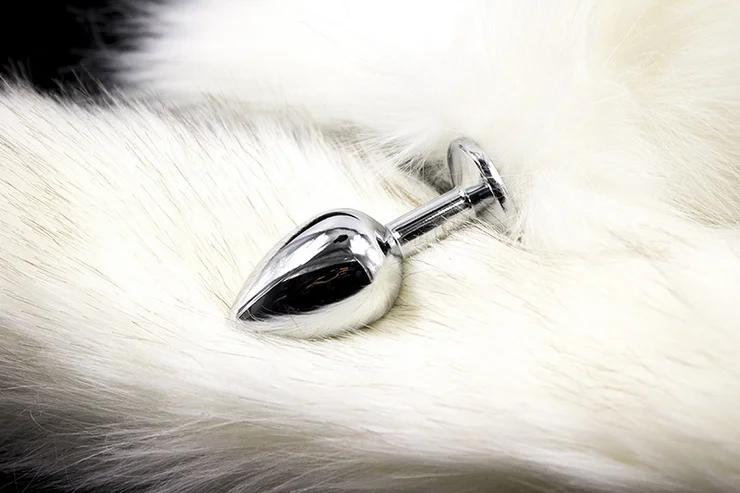 Best Selling White Fur Stainless Plug Small Size F