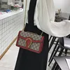 PU cross-body single-shoulder versatile small square chain bag with snake head