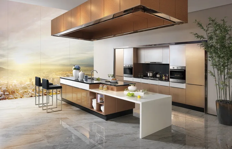 American Project Metal Foil Kitchen Cabinet Wooden Cabinets Interior