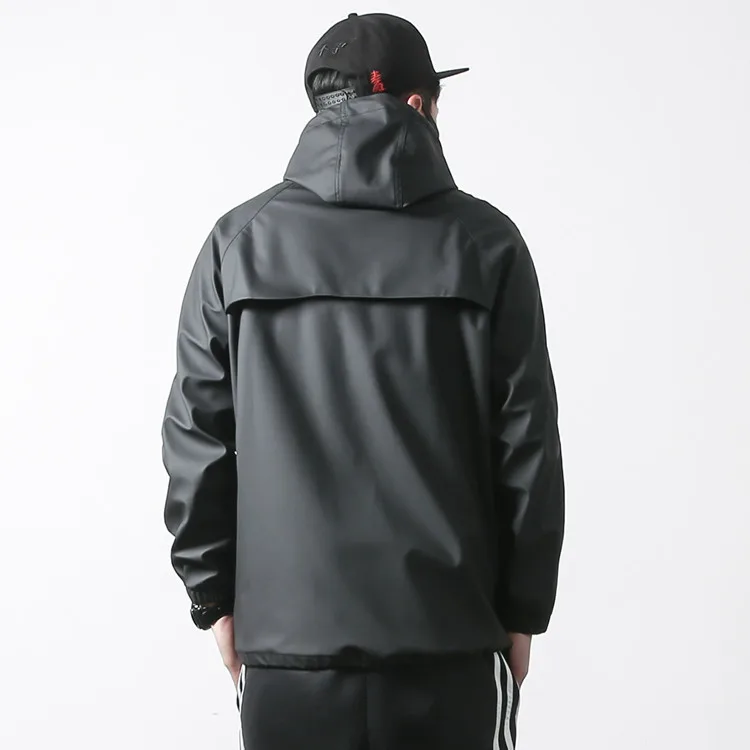 Custom Black Nylon Half Zip Pullover Plain Waterproof Hooded ...