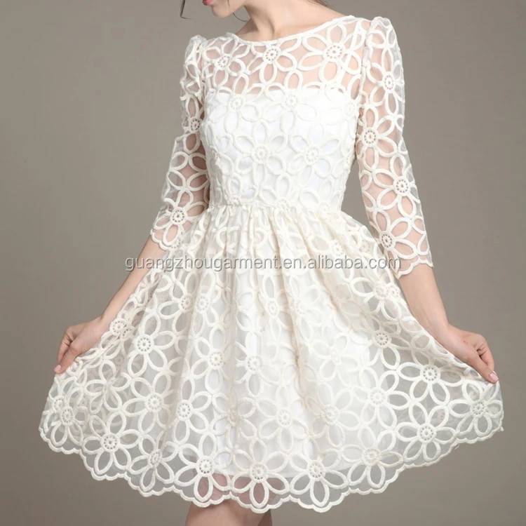 white lace frock designs