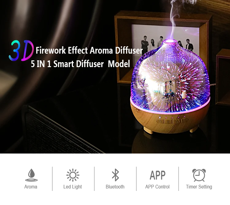 Ultrasonic Wooden Cool Mist Aromatherapy Fragrance Humidifier Essential