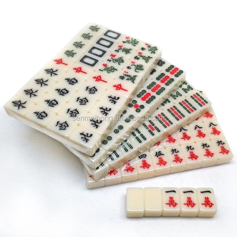 High Quality Acrylic Mahjong 148 Tiles Green White Chinese Mahjiong Set