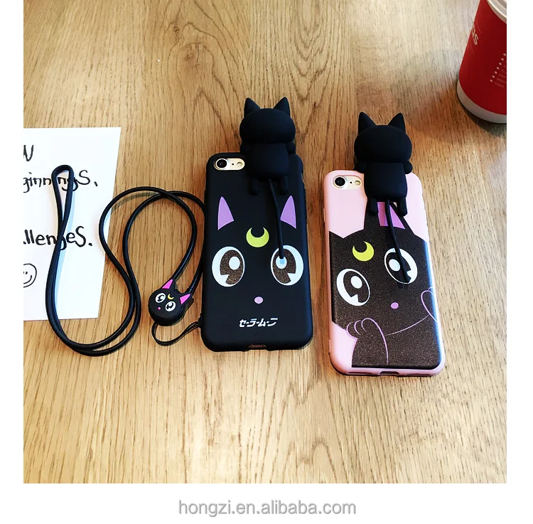 

Head Sound in Pinch Cute Cartoon Moon Lovely Luna Cat Silicone Case cover For iPhone 7 7 Plus 6 6S 6 Plus Soft Case, N/a
