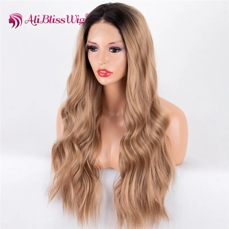 

2019 New cheap ombre blonde long wavy fashion heat resistant wholesale lace front synthetic wigs, N/a