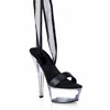 15cm high heel stiletto sandals ribbon transparent thick glass shoes stage banquet sweet women's shoes