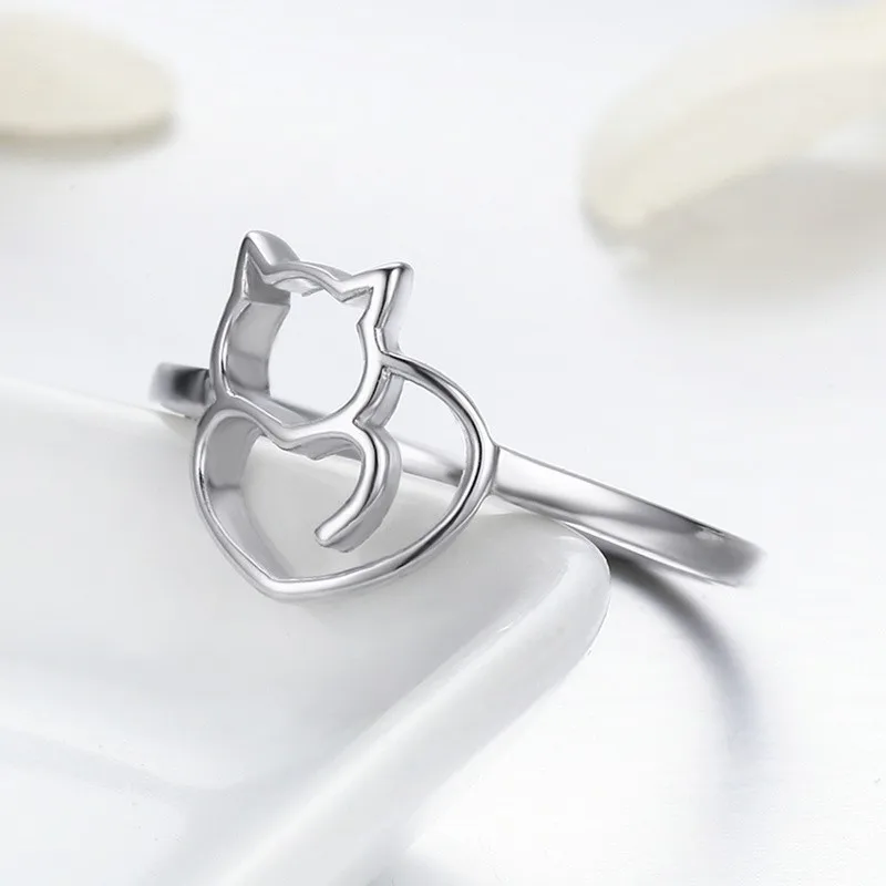 

New Arrival 100%925 Silver Sterling Jewelry Accessories Women Naughty Little Cat Rings