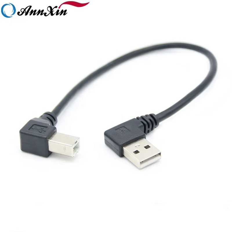 

25cm Right&Left Angle USB 2.0 A male to Right&Left Angle USB B male printer scanner cable, Black