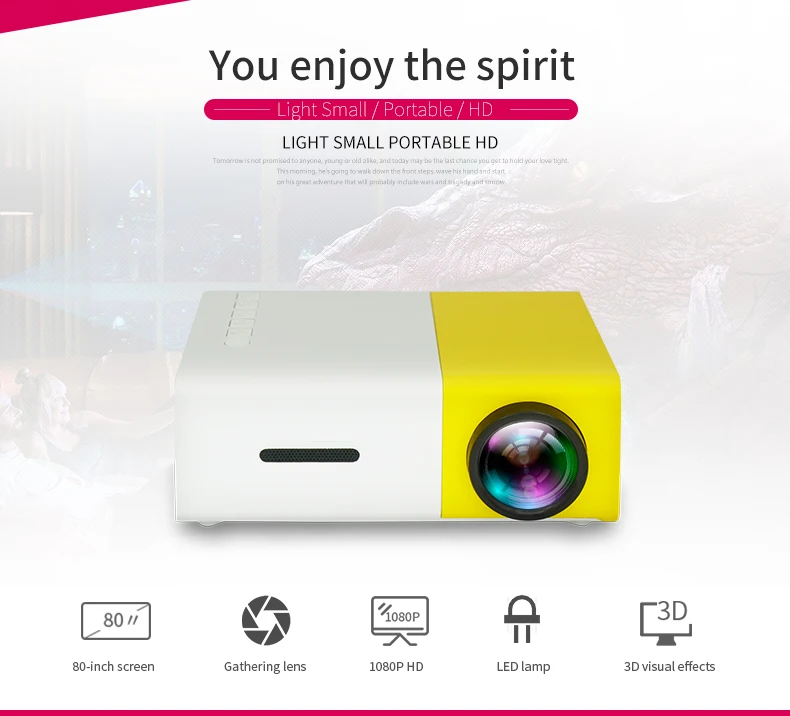 wechip portable mini projector hd 1080p YG300 professional video projector simple shape smart projector