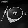 LUOTEEMI Fashion Women 18k White Gold Plated Necklace Earrings Bangle Ring Custom Jewelry Sets