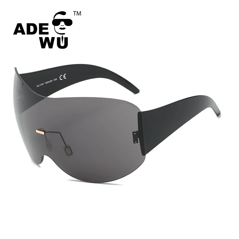 

ADE WU KL1797B made in china wholesale transparent frameless rimless oversized one piece lens sunglasses