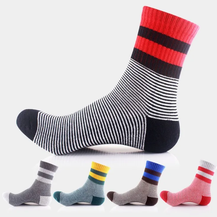 

Men's Fun Dress Socks Colorful Fun Stripe Patterned Cotton Crew Socks