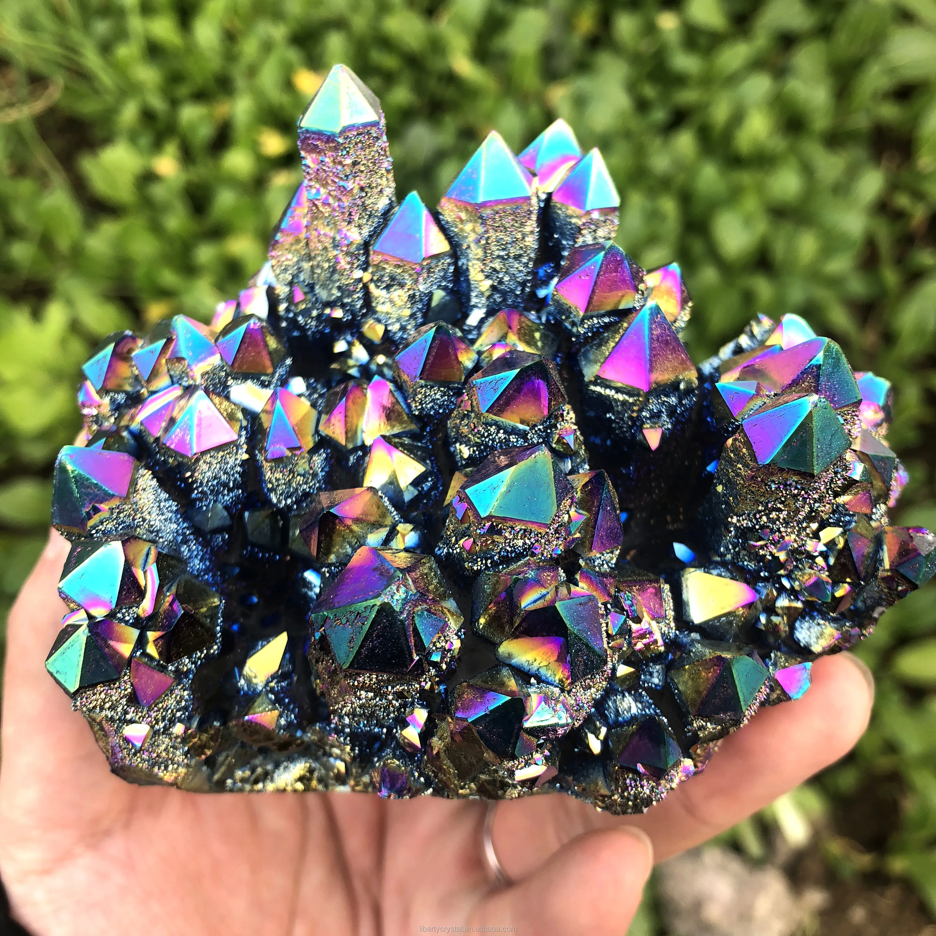 Natural Crystal Cluster Rainbow Aura Quartz For Home Decoration