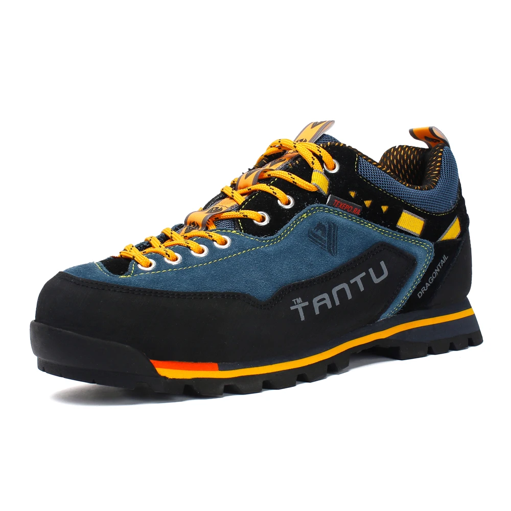 Trendy waterproof leather sports mountain boots outdoor men hiking shoes