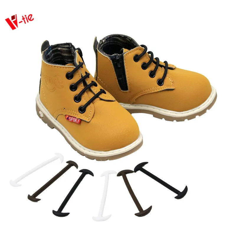 

Cheap Price No Tie Shoelaces for Kids Round Shoelaces 12pcs shoelace silicone, Black, white, brown