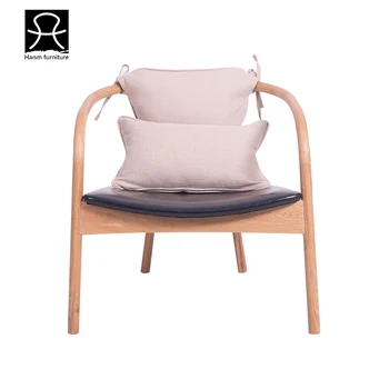 Oak Wood Lazy Man Leisure Arm Chair Modern Lounge Upholstered