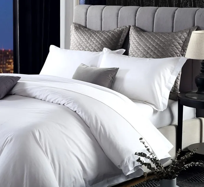 100 Cotton 60*80s 400tc Luxury Quality Sateen White Hilton Hotel