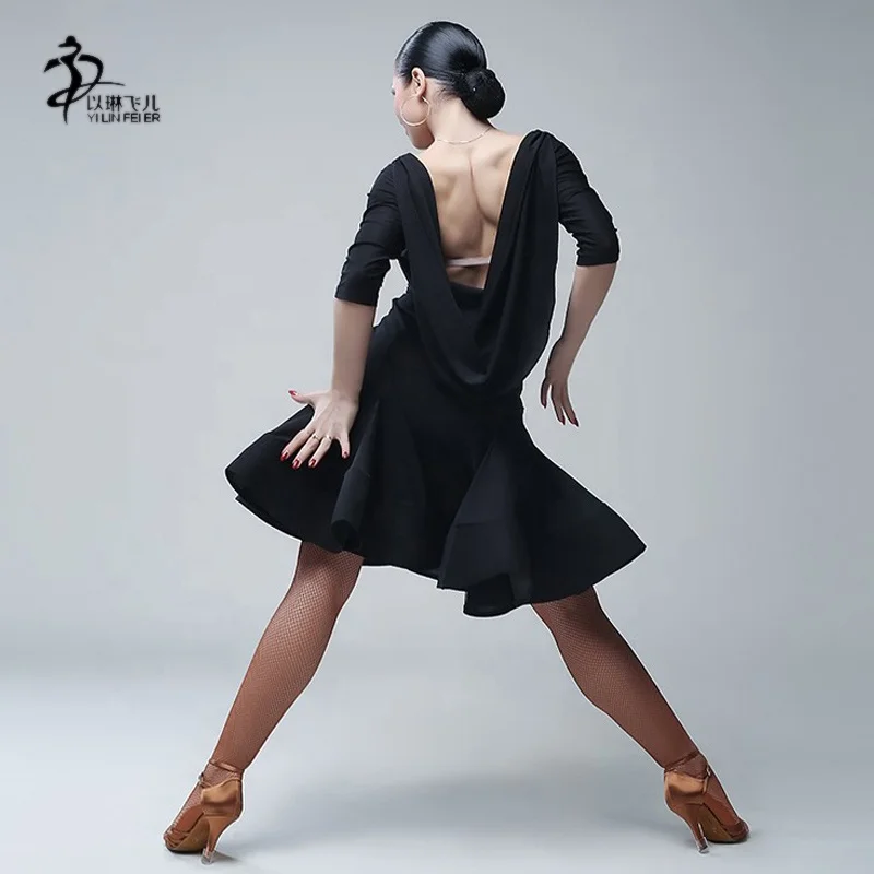 

Black Latin Dance Dress Women Salsa Ballroom Dance Dress Latin Skirt Dance Costume