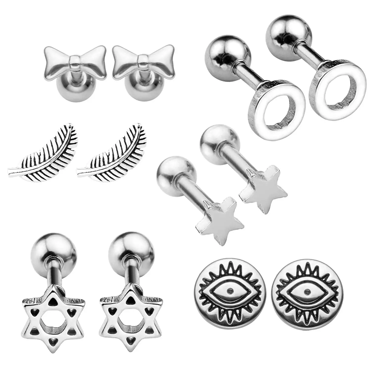 Clear Tragus Earrings Find Deals On Get Quotations Bopreina Earrings Tragus Cartilage Helix Stud Set 6mm Barbell Kit 16g 1 2