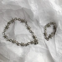 

personalized wholesale unisex European INS thorns thorn necklace bracelet retro hiphop punk chain clavicle choker necklace