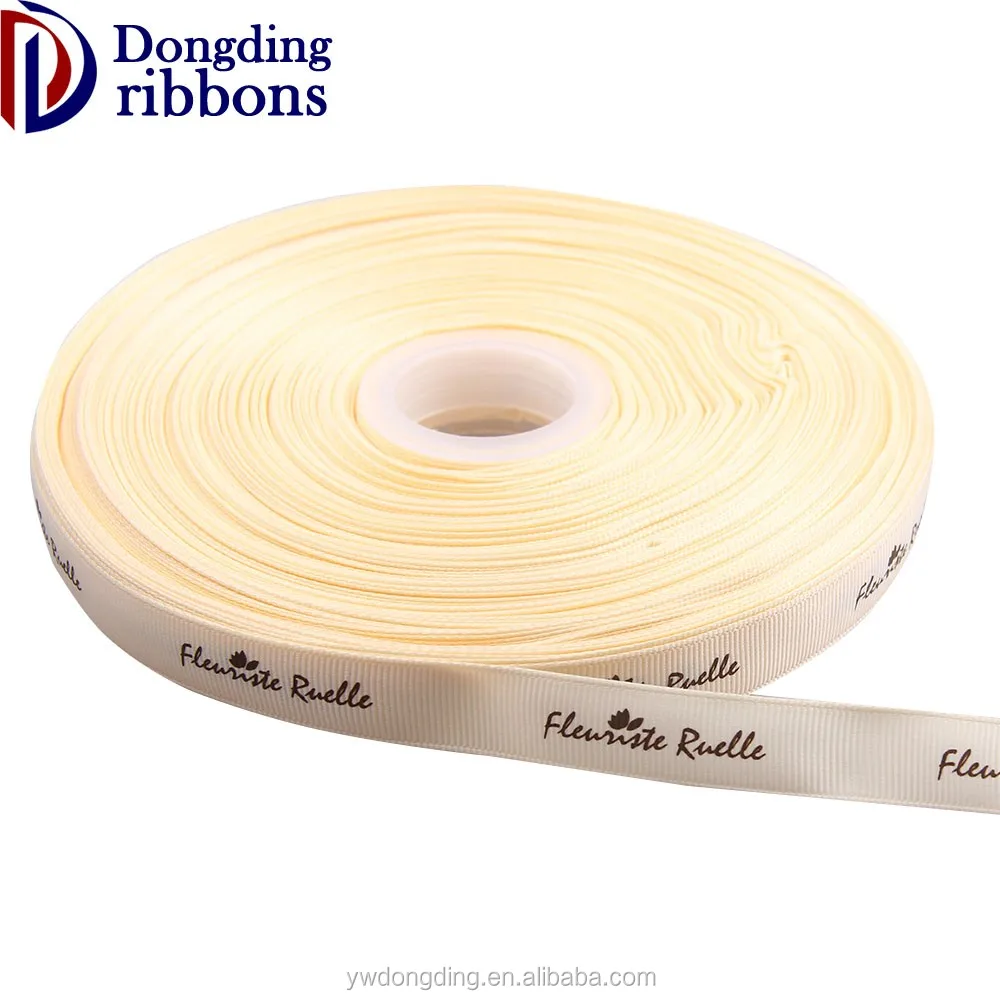 

Custom logo 100yard per roll 1cm yellow printing grosgrain ribbon