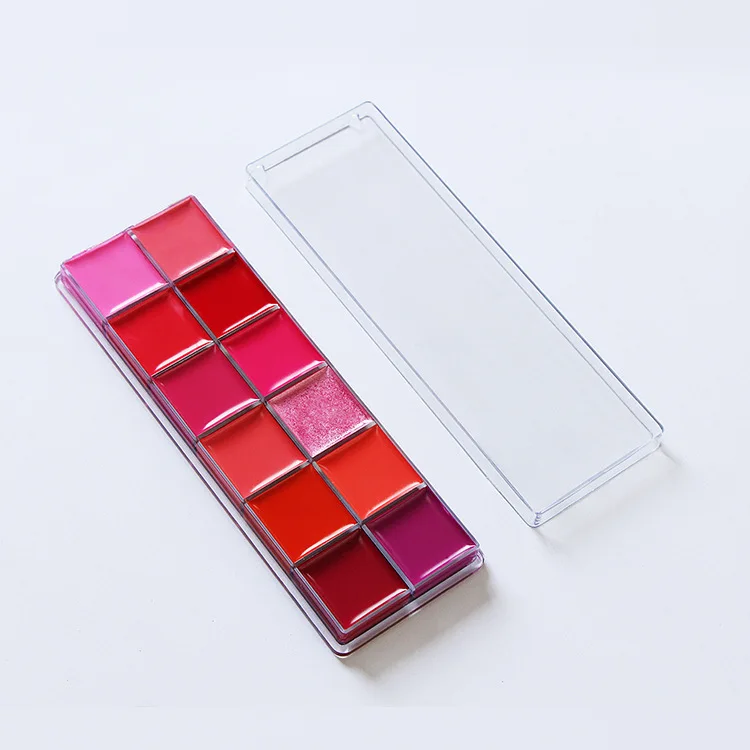 

12 Colors Matte Waterproof Lip Gloss Palette Private Label Velvet Lip Color Palette