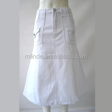 white long jean skirt