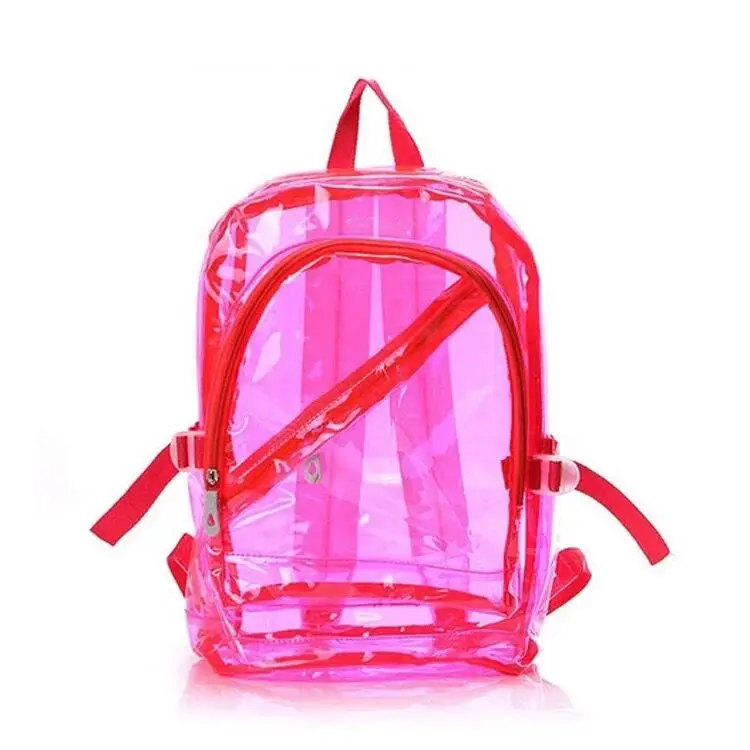wholesale summer Eco-Friendly waterproof beach Clear PVC Multi-pockets School backpack transparent bag