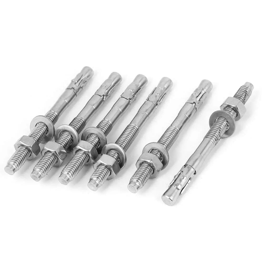 Aexit M8 Thread Anchors 304 Stainless Steel Car Repair Gecko Expansion Bolt Screw 50mm Expansion Shield Anchors Long 4pcs