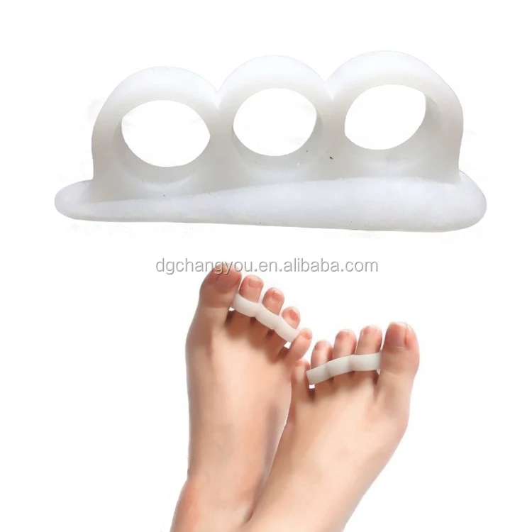 

flexible silicone medicus fixture hallux valgus foot pedicure three loop toe spreader protectors, White