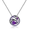 silver amethyst birthstone jewelry necklaces with black plated