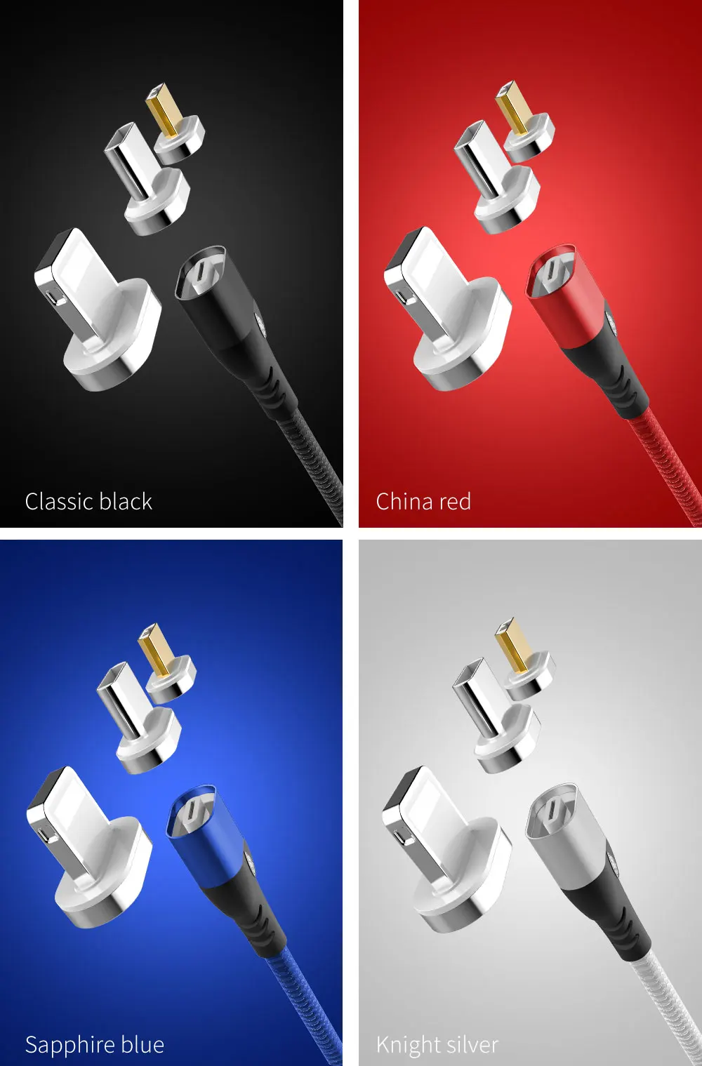 Nylon 3in1 Data Usb Charging Cable For Android Multiple