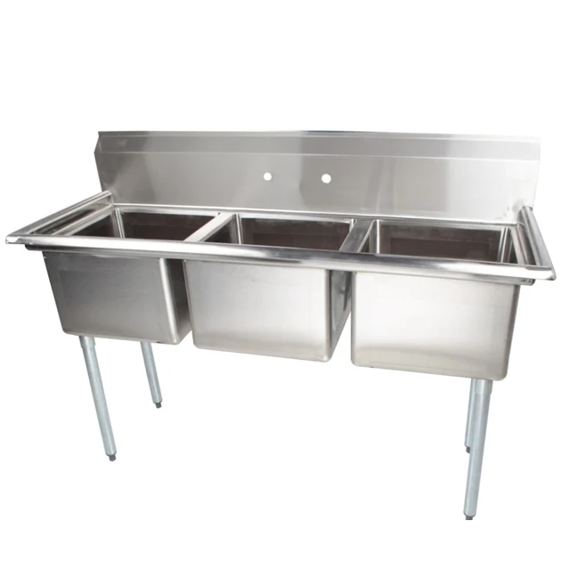 3 Compartment Free Standing Commercial Stainless Steel Sink Wash sinkTable