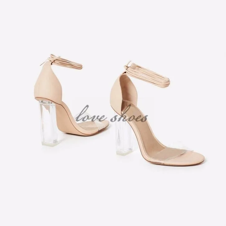 thick clear heel shoes