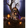 Halloween LED Sounded Canvas Prints The Old Witch In Enchanted Forest Sounded Wall Art For Halloween Decoration