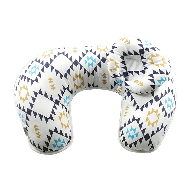 High quality 100% cotton U-shaped baby feeding pillow with small baby heading pillow