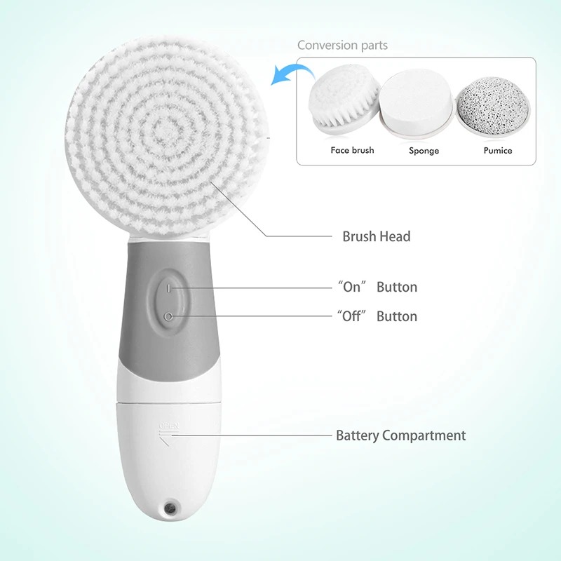 Battery Operated Facial Cleansing Brush 4 In 1 Set Microdermabrasion