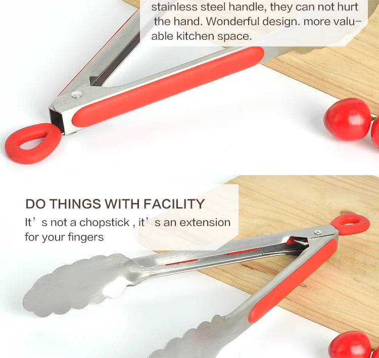2612 Stainless Steel Kitchen Tongs With Rubber Handle,Nonslip Locking