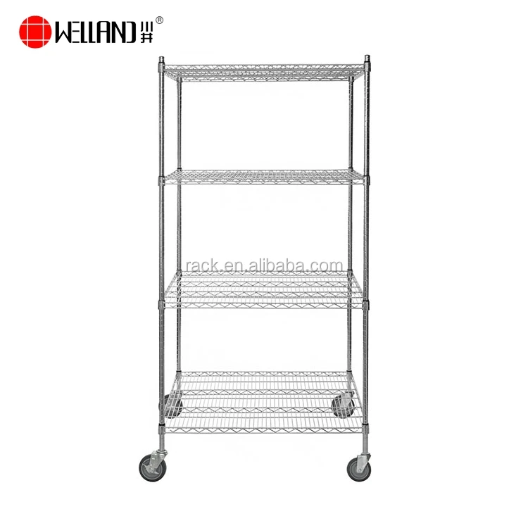 4 Layers Adjustable Sliding Glossier Customizable Wire Shelf For Sale
