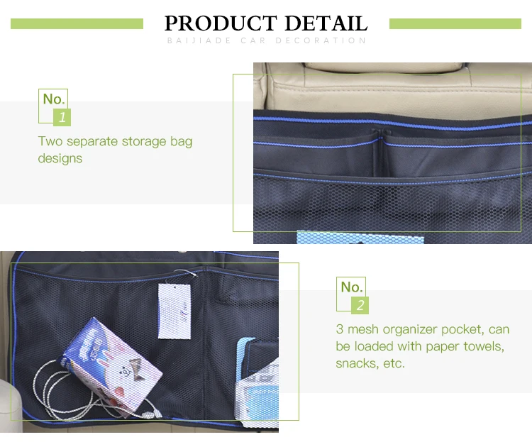 Custom Adjustable Leak Proof Foldable Car Hanging Seat Organizer